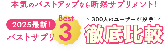 300人のユーザー投票で選ばれた！バストアップサプリおすすめランキング